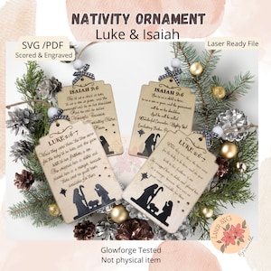 DIGITAL FILE, X2 Nativity Ornament SVG| Religious Ornament| Pastor| Priest| Glowforge Files| Bible Verse | Christian Laser File| Nativity