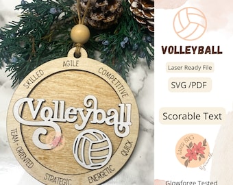 Volleyball Ornament Laser Cut File: Glowforge SVG/PDF
