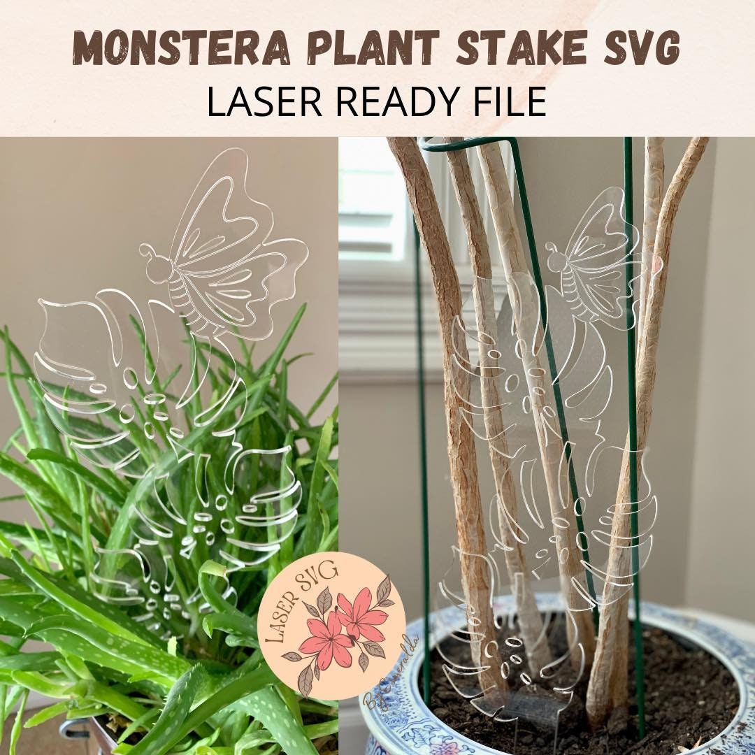 Monstera Plant Stake Svg Digital File Plant Stake Garden Etsy