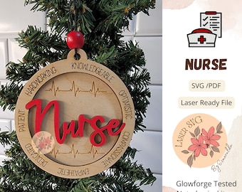 File di taglio laser per ornamenti infermieristici: eroe sanitario SVG (file digitale)