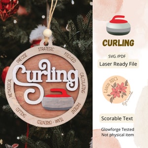 DIGITAL FILE, Curling Laser File, Christmas Svg Ornament for Glowforge, Curler File Svg Cutting File, Curling Laser Cut Svg, Christmas Files