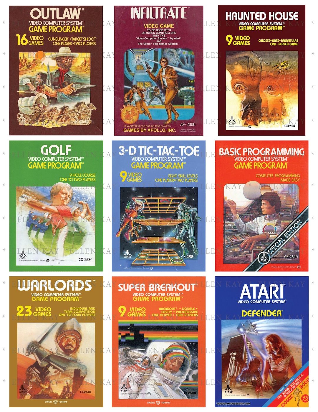 Digital Collage Sheet Vintage Video Game Covers Printable ATC Cards