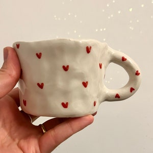 Handmade Ceramic Heart Shape Coffee Mug Handcrafted Tea Mug Kitchen Gift, Handmade Gift, Lovely Gift, Lovely Handmade Mug