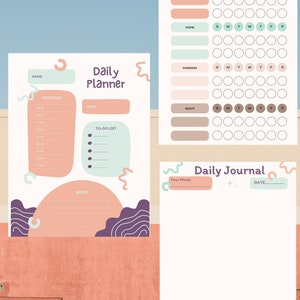 Daily Planner, Daily Planner Printable, Habits Tracker, Digital Journal ...