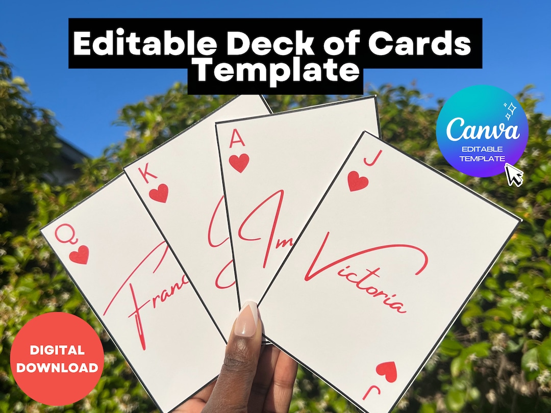 Deck of Cards Template Editable Printable RA Door Dec RA College