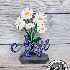 Flor de nascimento de abril SVG, download digital, gravação a laser, arquivo de corte a laser Daisy, download digital, decoração floral DIY,