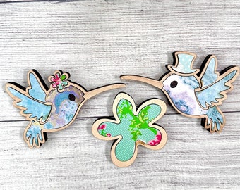 Hummingbirds SVG, Magnet, Digital download, Flower, Laser Engrave, Cut file, fridge magnets, gift for mom, Best Friend