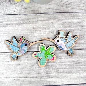 SVG de colibris, aimant, téléchargement numérique, fleur, gravure au laser, fichier de coupe, aimants pour réfrigérateur, cadeau pour maman, meilleur ami
