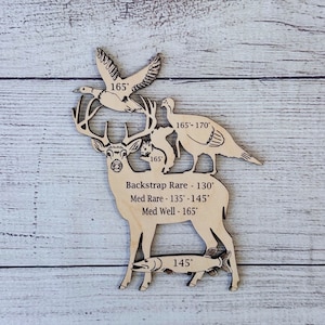 Wild Wild SVG, Laser bereit, Temperaturtabelle, Küchenumwandlung, Jäger-Fleisch-Temp-Führer, Grillwerkzeug, Wildtiere, Grillfans, Menschenhöhle