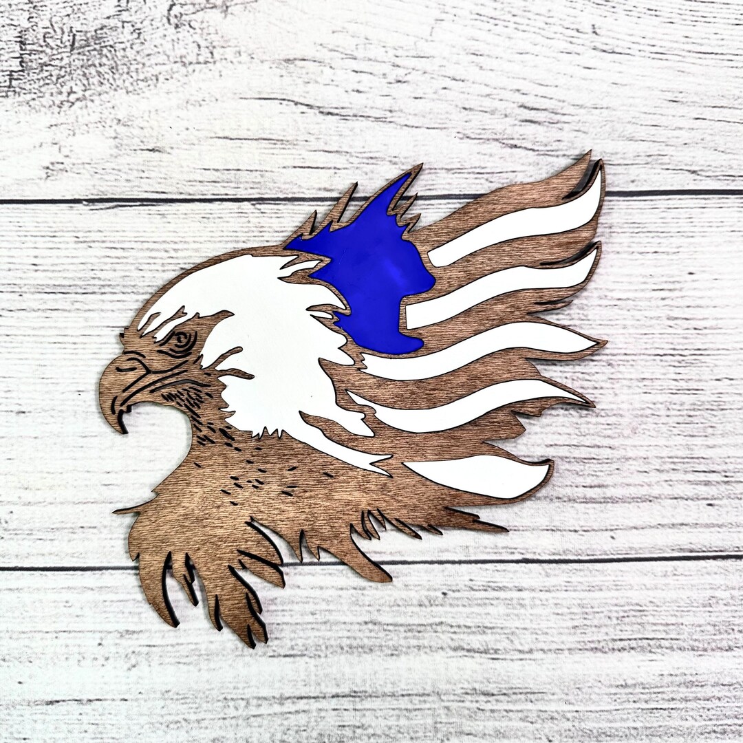 Eagle Head Flag SVG, American Flag, Bald Eagle, Laser Cut File ...