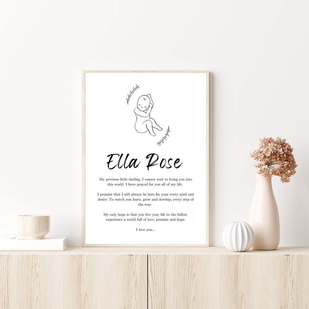 Custom Name Poem Print, Baby Shower Gift, Baby Girl Print, Nursery Wall ...