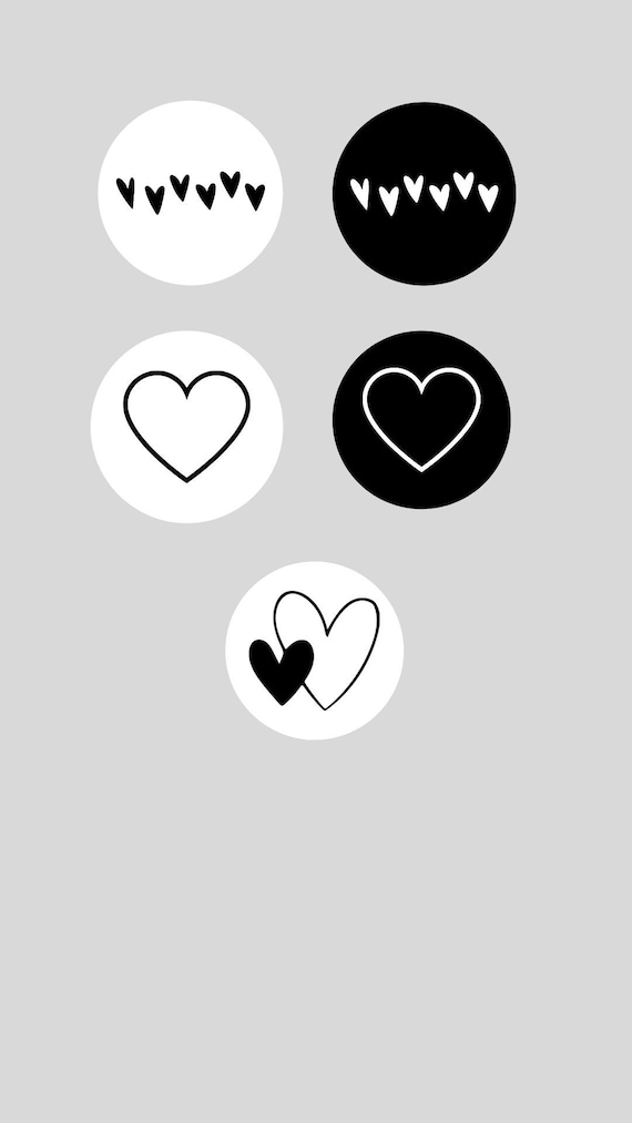Minimal Black and White Heart Instagram Story Highlight Covers Etsy