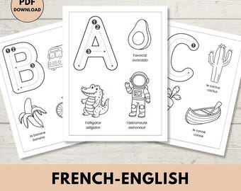 French English Alphabet Coloring Pages: Bilingual Activity (PDF Pattern)