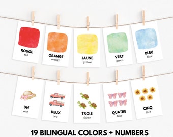 French-English Colors and Numbers Flashcards (PDF Download)