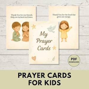 Kids&#39; Christian Prayer Cards: English Catholic Devotional (PDF Downloads