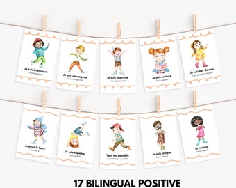 French-English Positive Affirmations Flashcards (PDF Download)