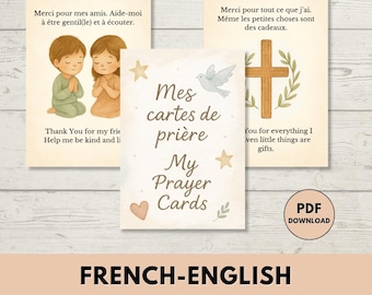 French-English Bilingual Prayer Cards for Kids: Catholic Christian (PDF Downloads)