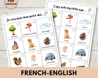 French English Nature "I Spy" Game: Bilingual Activity (PDF Pattern)