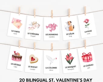 French-English Valentine's Day Flashcards for Kids (PDF Download)
