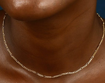 24K Vergoldete Figaro Kettenhalskette, kleine Silber Figaro Kette, Layering Gliederketten Halsketten, stapelbare Halskette Ketten, Must Have Schmuck