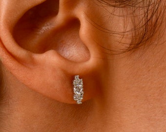 Sterling Silver Mini Diamonds Stud Earrings, Minimalist CZ Diamonds Studs, Tiny Cubic Zirconia Diamond Studs, Jewelry Gift For Mothers Day