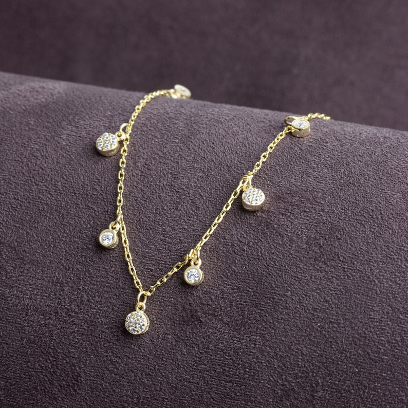 18Kt Gold Plated Layered Necklace With Dangling Bar & Cz Double Row Chain