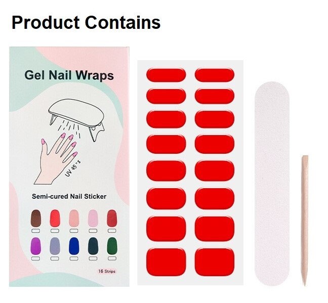 Gel Nail Stickers Semi Cured Nail Strips Gel Nail Wraps Gift for Her