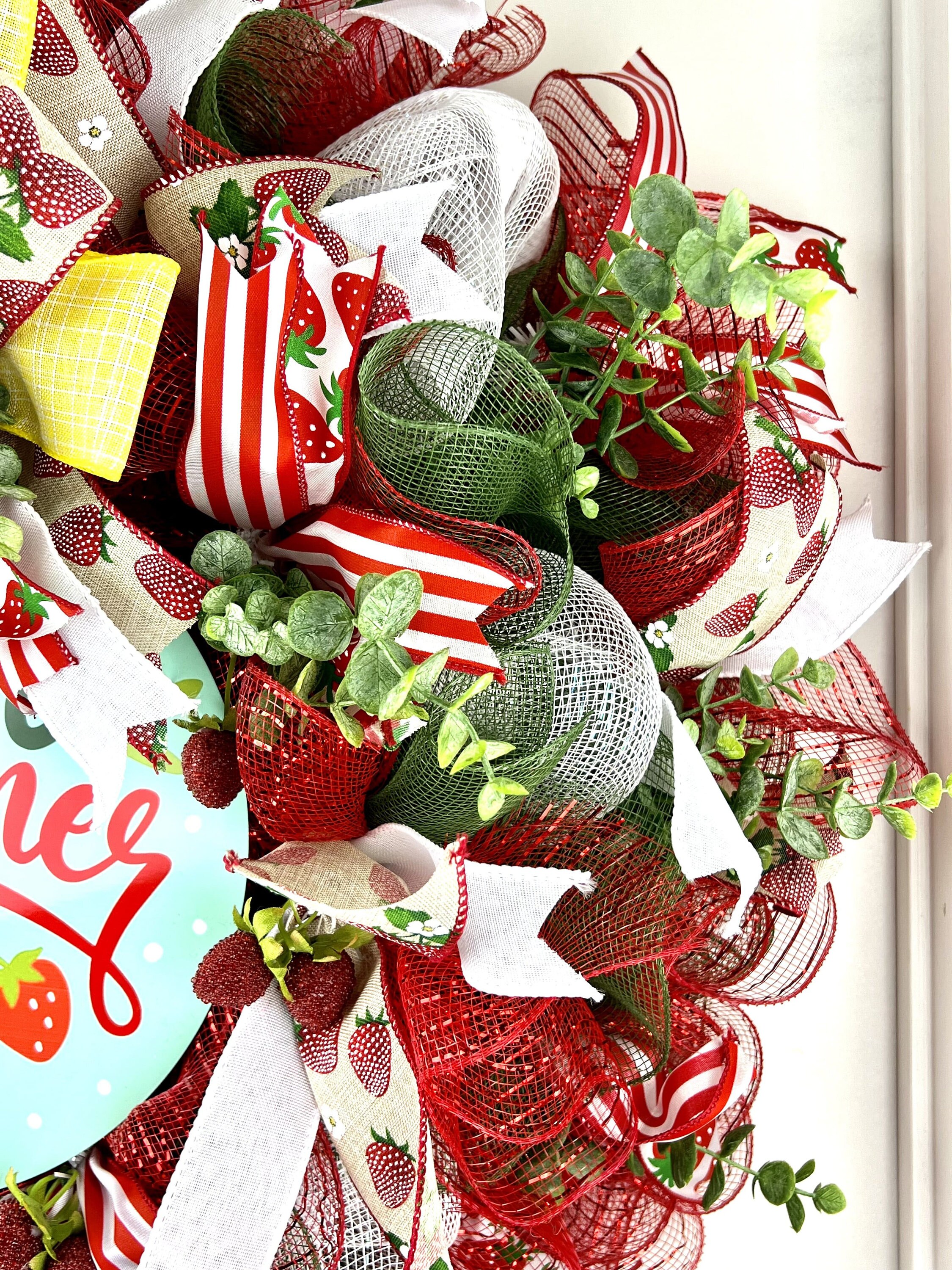 Strawberry Wreath for Your Front Door, Summer Wreath, Strawberry Wall ...