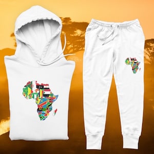 African Countries with flags hoodie and jogger set