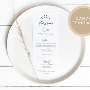 Minimalist Leaf Wedding Menu Template (Digital Download)