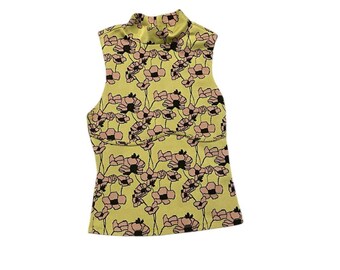 Zara light green pink floral sleeveless mockneck underwire look bust top shirt