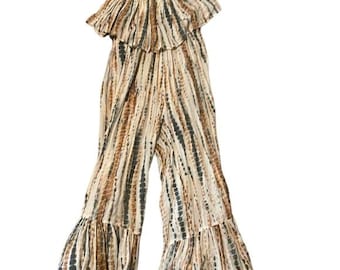 Free People strapless multicolored cream green brown romper playsuit jumper