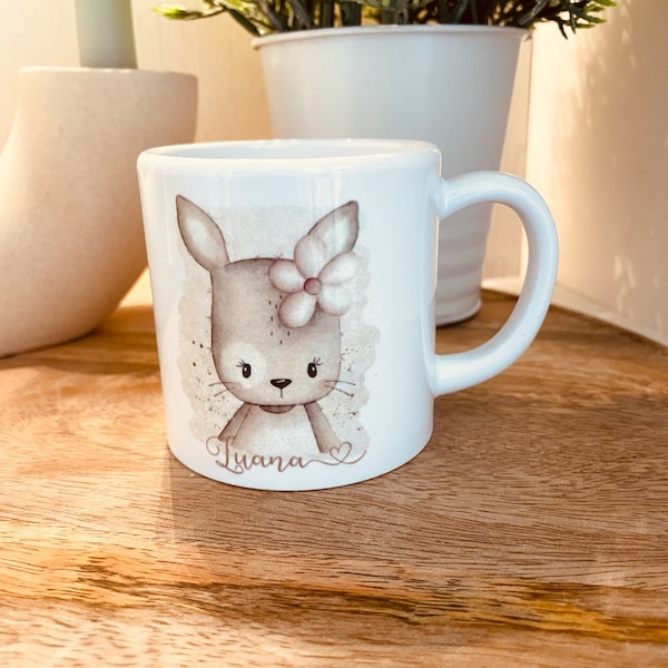 Kinder Tasse Hase mit Blume