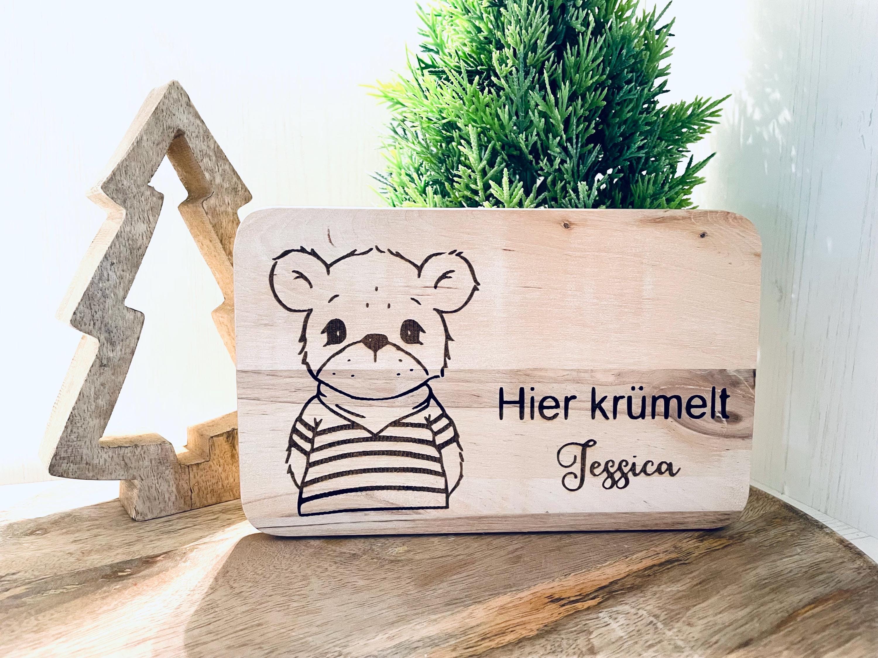 Planche Petit Déjeuner Enfant Ours Polaire - Bois Massif 26x19x1,5cm - Planche à Découper Décorative