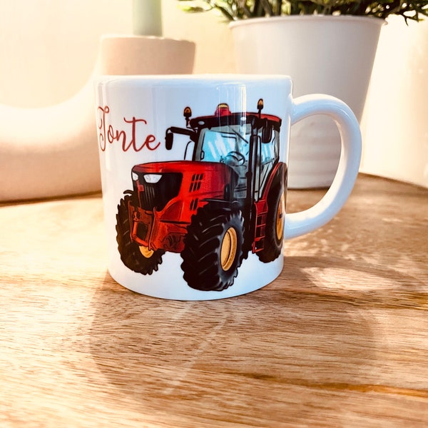 Kinder Kunststofftasse Trecker Rot