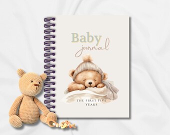 Personalized Baby Book Printable, Shower Gift, Memory Book Template, First Five Years, Pregnancy Journal, New Mom Gift, Digital Download