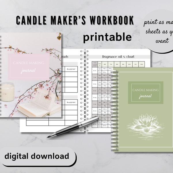 Candle Maker Workbook Bundle Printable, Candle Making Business Journal, Candlemaking Burn Test Log Planner Worksheets, Bonus Label