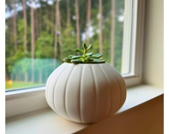 The Pumpkin Planter - 3D Printed Plant Pot with Integrated Drip Tray - Perfect for Succulents, Cacti, Herbs, and Small Flowering Plants
