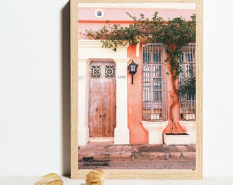 Red Wall House Colombia Poster - Digital Download Wall Art - Bohemian and Electic Art - Home Decor Colombia Wall Art - Designer Art