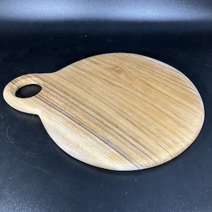 Teakwood Natural-Finish Round Paddle Hanging Charcuterie Board