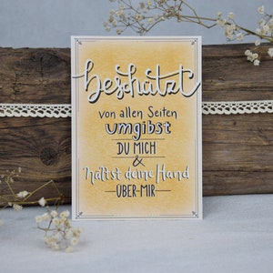 Karte | Beschützt | Psalm 139,5 | Ermutigung | Handlettering | Konfirmation | christliche Karte | Geburtstagskarte | Sprüche