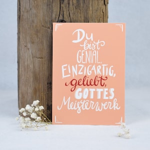 Karte | Gottes Meisterwerk | Psalm 139,14 | Einzigartig | Aufmunterung | Geburtstag | Konfirmation | Muttertag | Grußkarte | Handlettering
