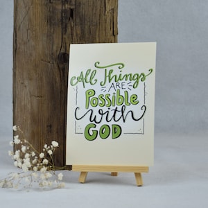 Karte | All things are possible with god |  Matthäus 19,26 | Ermutigung | Zusage | Taufe | Geburtstagskarte