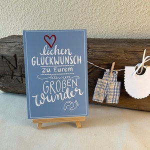 Karte zur Geburt | kleines Wunder | Mädchen | Junge | Baby | Geschenk | Taufe | Glückwunsch | Grußkarte | Papeterie | Handlettering
