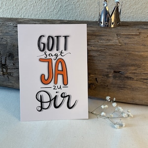 Karte | Gott sagt Ja zu Dir | Taufe | Konfirmation | Ermutigung | Glückwunschkarte | Geschenk | christliche Papeterie | Handlettering