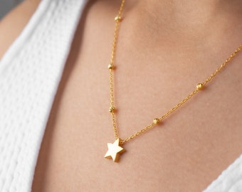 Collier étoile, collier en argent, collier à breloques étoile, collier délicat, bijoux célestes, collier pour femme, cadeau de Noël, cadeau pour elle