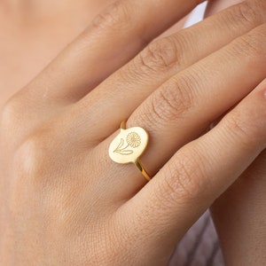 Birth Flower Ring | Dainty Mom Ring | Handmade Jewelry | Birth Month Ring | Floral Ring | Minimalist Ring | Sterling Silver Ring | Gift