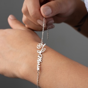 Handmade Personalized Flower Bracelet | Dainty Minimalist Floral Bracelet For Mother | Memorial Gift | Christmas Gift | Rose Bracelet