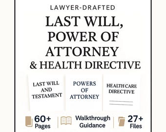 Last Will and Testament, Medical Financial Power of Attorney, Editable Estate Planning Forms, HIPAA