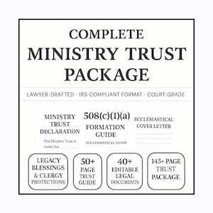 508c1a Ministry Trust Template | Editable Nonprofit Ministry, Church Formation Legal Forms (Digital Download)